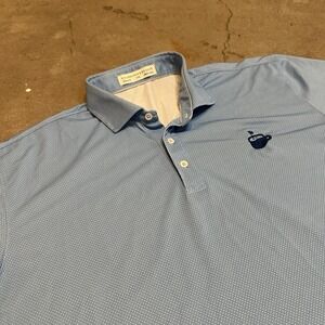 Holderness & Bourne The Porter Polo Shirt Mens XXL Blue Geometric Golf Stretch